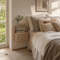 Velador Minimalista Flotante Paula Nórdico Roble RyR MUEBLES