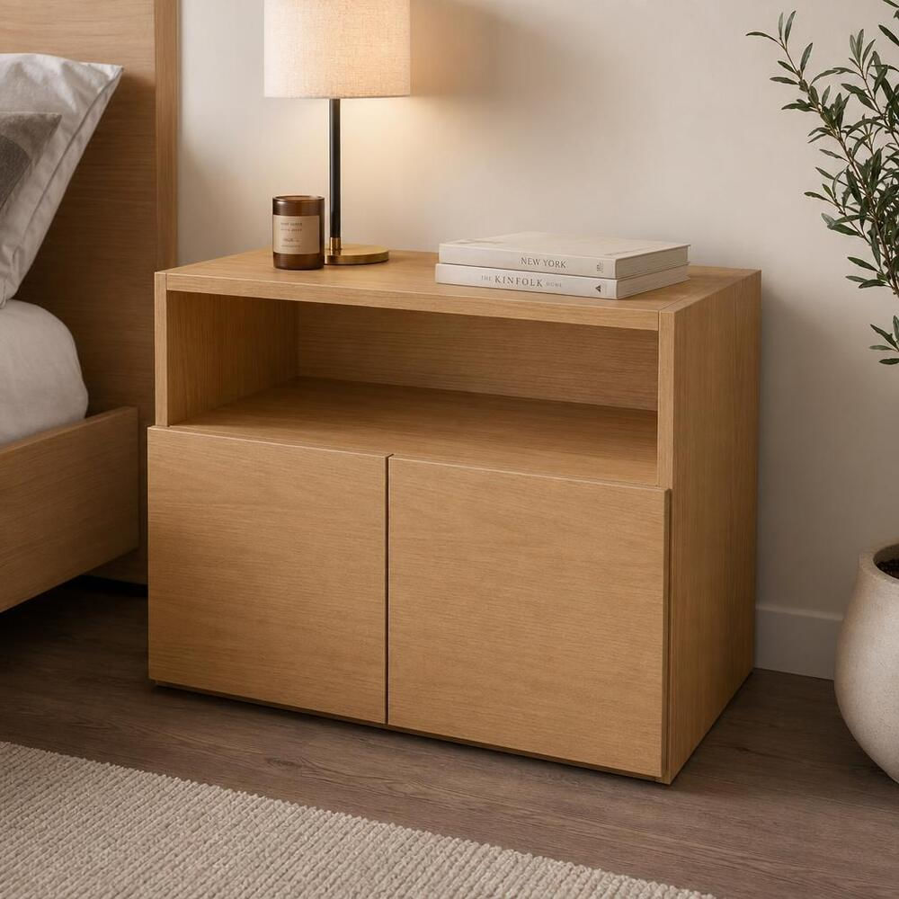 Velador Moderno Nórdico Allison 2 Puertas Haya RyR MUEBLES