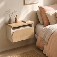 Velador Minimalista Flotante Coco Blanco y Duna RyR MUEBLES