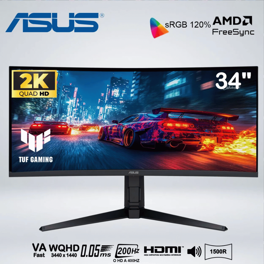 MONITOR CURVO ASUS TUF GAMING VG34WQL5A 34'' 2K WQHD 0.05MS 200HZ O HD 400HZ