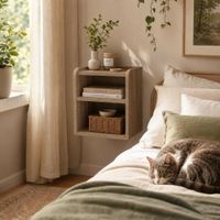 Velador Minimalista Flotante Carla Nórdico Roble RyR MUEBLES