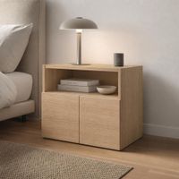 Velador Moderno Nórdico Allison 2 Puertas Roble RyR MUEBLES