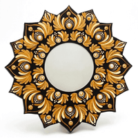 Espejo decorativo de pared Reya Mándala Flor Dorada 35 cm