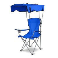 Silla Plegable Camping Con Toldo Y Portavaso Azul
