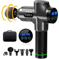 Pistola de Masaje Muscular Nibra Profesional 32 Niveles con Pantalla LCD - 5 Cabezales