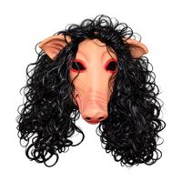 Máscara de Cerdo Jigsaw con Pelo Látex Halloween