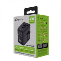 Adaptador Viaje Klip Xtreme Universal 2500W USB-C PD 30W Negro KMC-350