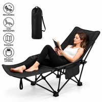 Silla de Camping Reclinable Plegable 2 en 1 con Reposapiés y Funda Transportadora Negro SP8