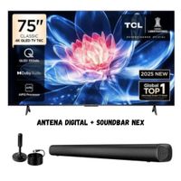 Televisor Smart TV TCL QLED 75'' UHD 4K 75T6C GoogleTV 2025 - Ant - Soundbar Nex