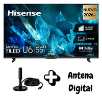 TELEVISOR HISENSE 55 PULGADAS MINILED GOOGLE TV 55U6ESG 12 MESES DE GARANTIA ANTENA DIGITAL