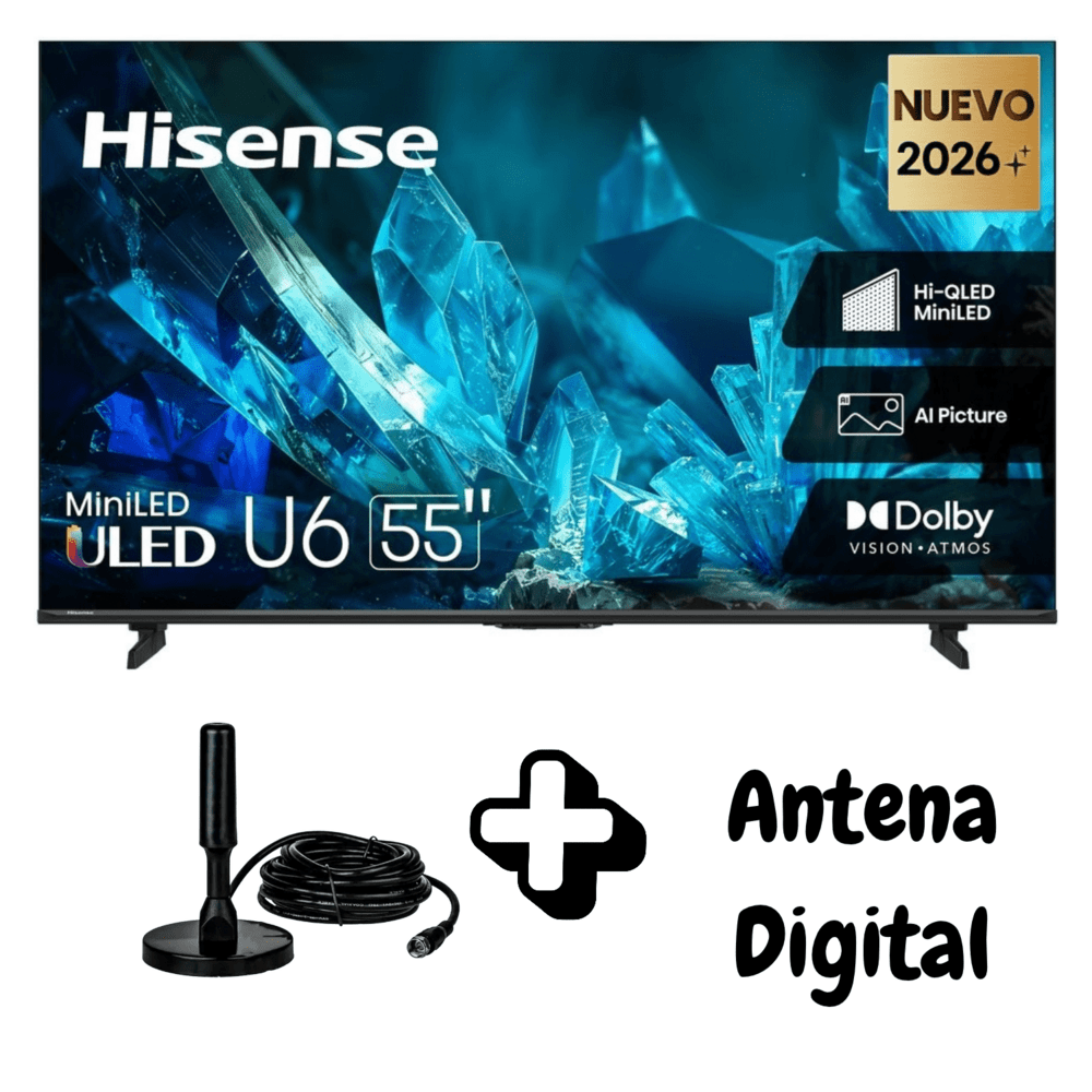 TELEVISOR HISENSE 55 PULGADAS MINILED GOOGLE TV 55U6ESG 12 MESES DE GARANTIA ANTENA DIGITAL