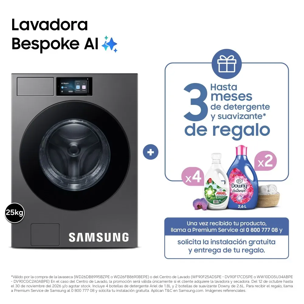 Lavadora Samsung 25Kg WF90F25ADSPE Acero Oscuro