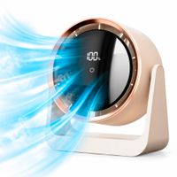 Ventilador Portátil de Escritorio 7 Aspas con Pantalla Digital Beige