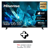 TELEVISOR HISENSE 55 PULGADAS MINILED GOOGLE TV 55U6ESG 12 MESES DE SOUNDBART TCL