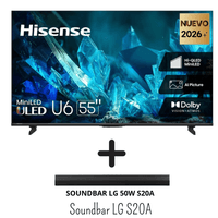 TELEVISOR HISENSE 55 PULGADAS MINILED GOOGLE TV 55U6ESG 12 MESES DE SOUNDBAR LG