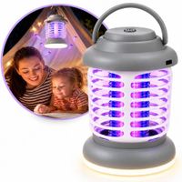 Lámpara Mata Mosquitos Eléctrica UV Recargable USB 2 en 1 con Luz LED Portátil 5W Gris