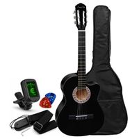 Guitarra Acustica Nylon color Negro Con Funda Afinador Digital y Accesorios