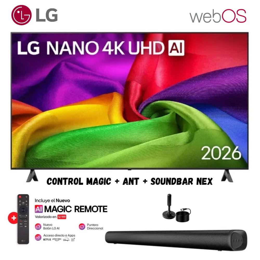 Televisor Smart TV 65'' LG NANO UHD 4K WebOS 65NU800BPSB 2026 - ANT - SOUNDBAR NEX