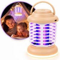 Lámpara Mata Mosquitos Eléctrica UV Recargable USB 2 en 1 con Luz LED Portátil 5W Crema