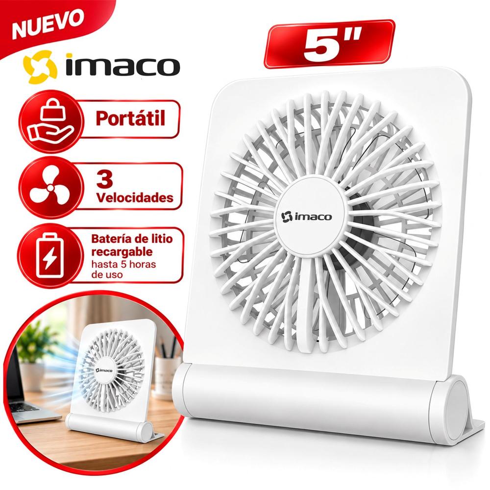 Ventilador de Escritorio 5 USB Recargable Imaco RF0504