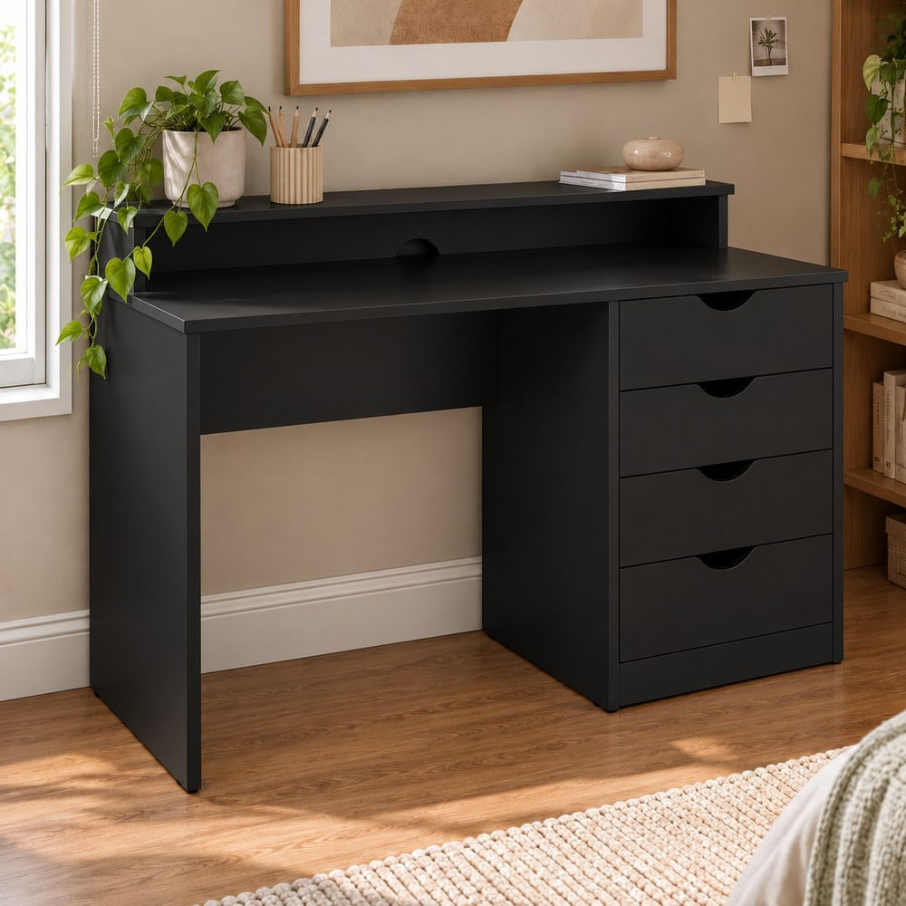 Escritorio Vintage Mónaco 4 Cajones Ventitas Home Color Negro