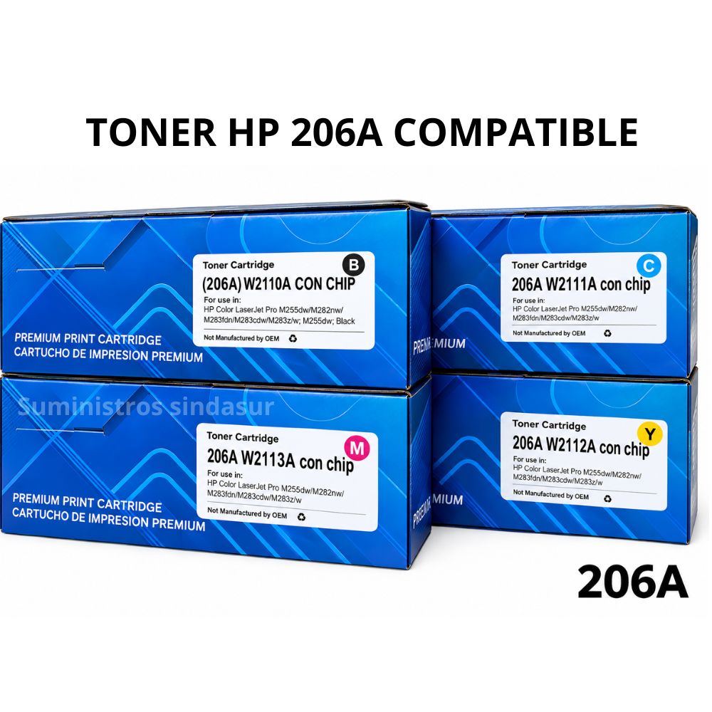 TONER 206A COMPATIBLE KIT DE 4 COLORES GENERICO