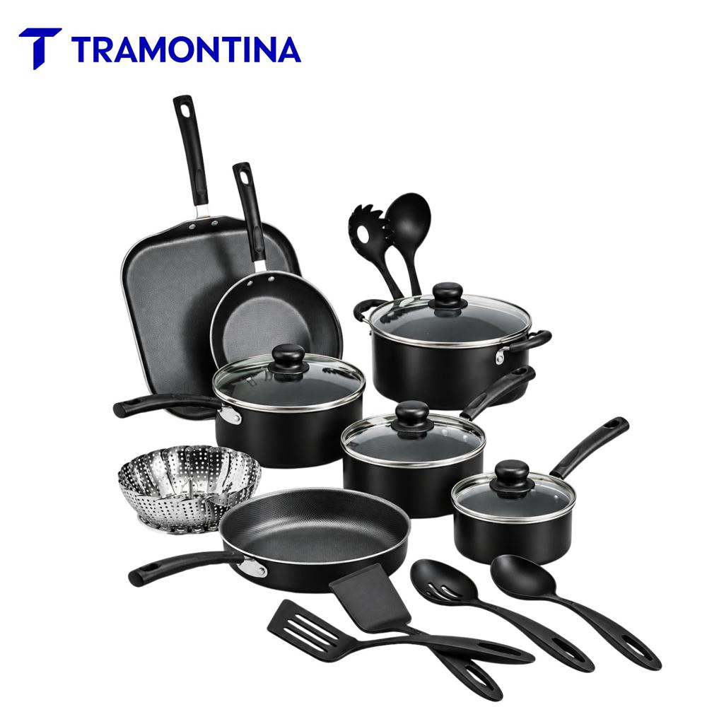 Juego de ollas Negro Tramontina Primeware 18 PZAS funcional antiadherente