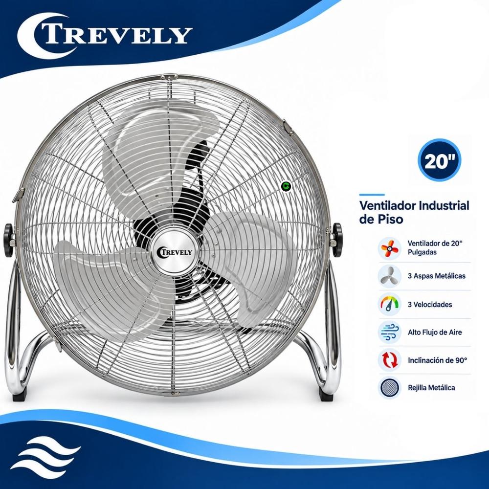 Ventilador Industrial de Piso Trevely VT-208 de 20 Pulgadas 135 W