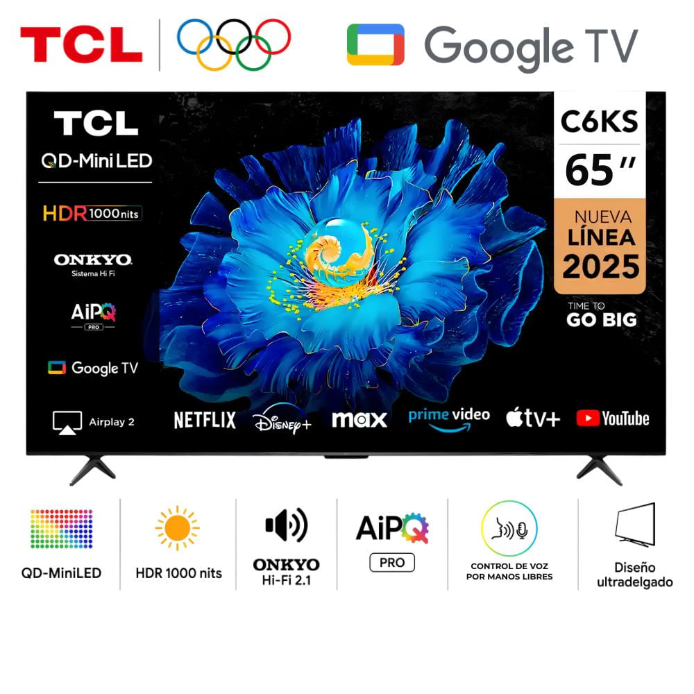 Televisor TCL 65 QD-MiniLED Premium 4k UHD Smart TV 65C6KS-Google Tv