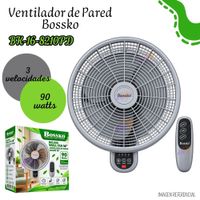 VENTILADOR DE PARED BOSSKO 16  CON CONTROL REMOTO BK 168210PD  GRIS
