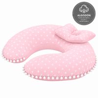 Almohada de Lactancia Premium  Uso 6 en 1  Color:Rosado estrellas  reverso Rosado