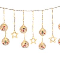 Luces LED Navideñas Cortina 3 Metros 5 Bolas Con Contenido Navideño 5 Estrellas