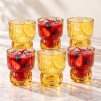 Set de 6 Vasos de Vidrio Ámbar Labrado de 200 ml
