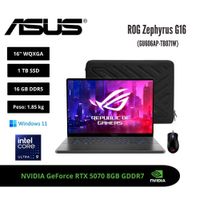 LAPTOP GAMER ASUS ROG ZEPHYRUS G16 16 2.5K OLED 240HZ INTEL CORE ULTRA 9 386H 16GB RTX 5070 1TB W11