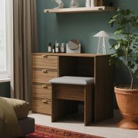 Tocador Moderno Villón Marrón 4 cajones RyR MUEBLES