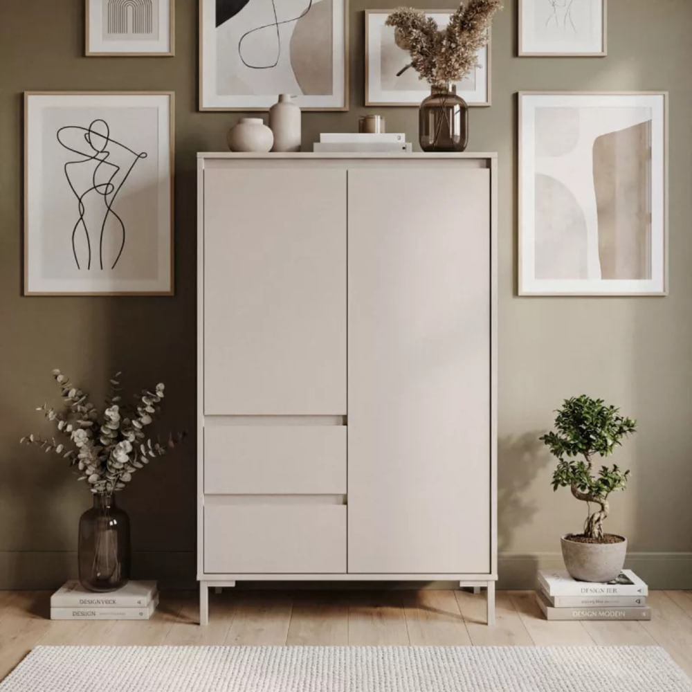 Aparador Alto Moderno Barilari 2 Puertas 2 Cajones Capri RyR MUEBLES