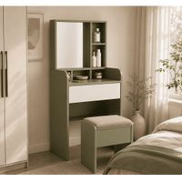 Tocador Moderno kimbara Verde Largo 80cm más Banquito RyR MUEBLES