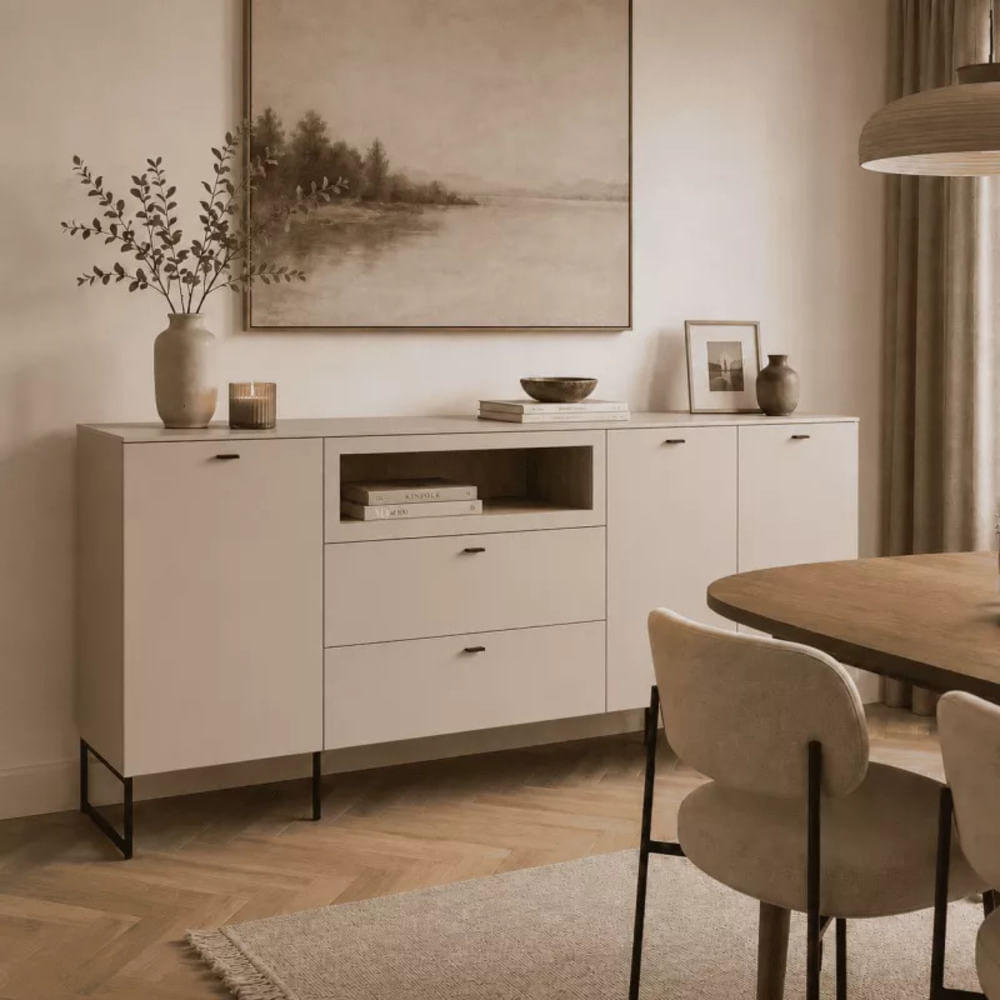 Aparador Largo Moderno Martin 3 Puertas 2 Cajones 1 Nicho Capri RyR MUEBLES