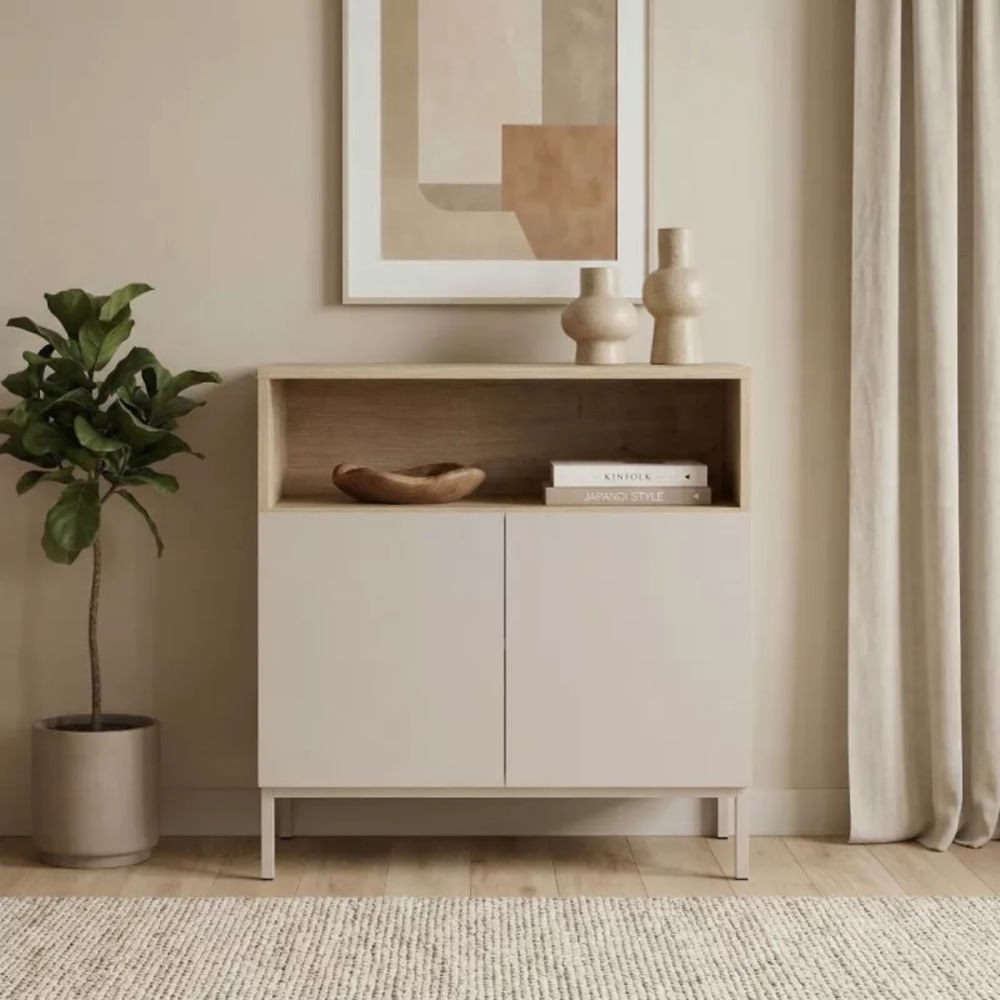 Aparador Pequeño Moderno Santiago 2 Puertas Taupe y Duna RyR MUEBLES