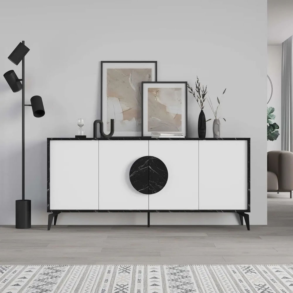 Aparador Moderno Sheril 4 Puertas Mamba y Blanco RyR MUEBLES