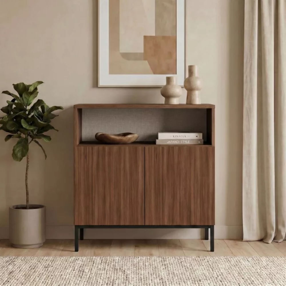 Aparador Pequeño Moderno Santiago 2 Puertas Marrón RyR MUEBLES