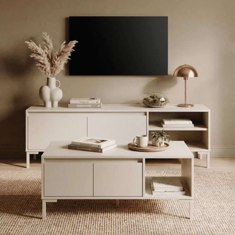 Mesa de Centro Moderna Barilari 2 Cajones Capri RyR MUEBLES