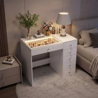 Tocador Moderno Mini Glam Chic 6 Cajones Blanco RyR MUEBLES