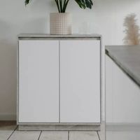 Aparador Corto Moderno Pinto 2 Puertas Cemento y Blanco RyR MUEBLES