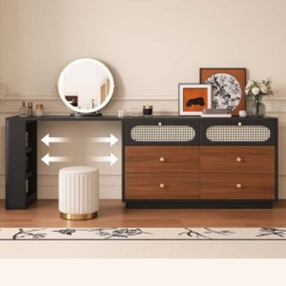 Tocador Moderno Tayra Marrón y Negro RyR MUEBLES