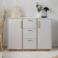 Aparador Moderno Sandoval 2 Puertas 3 Cajones Blanco y Duna RyR MUEBLES