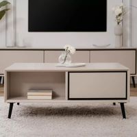 Mesa de Centro Moderna Acosta 2 Cajones Taupe RyR MUEBLES