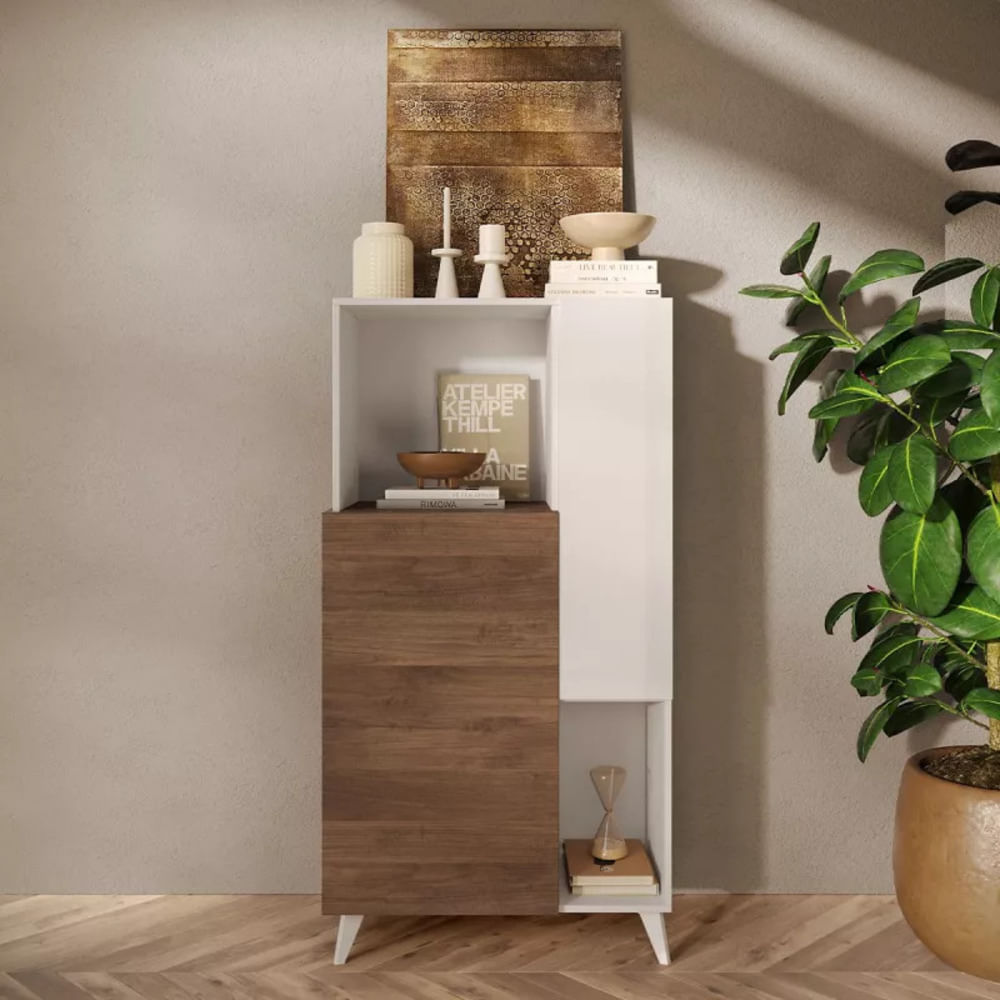 Aparador Corto Moderno García 2 Puertas Blanco y Marrón RyR MUEBLES