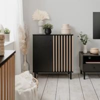 Aparador Corto Moderno Marina 2 Puertas Negro RyR MUEBLES