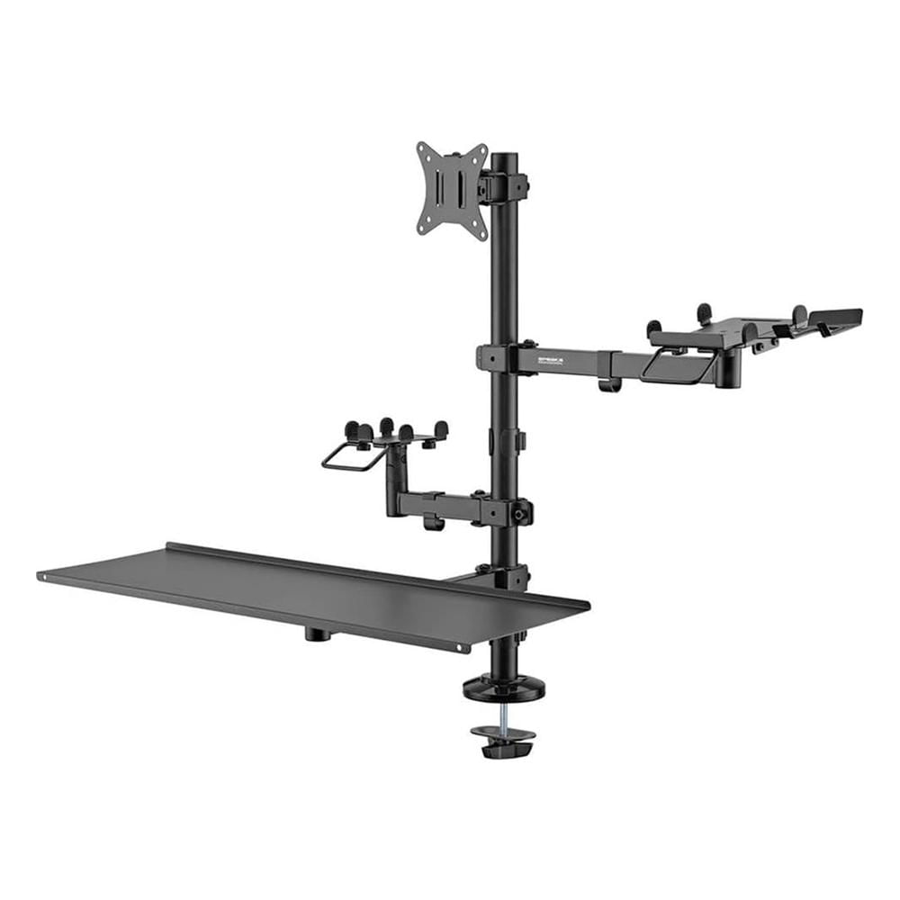 Soporte de Escritorio para Monitor SpeaKa Professional SP-POS-100 con Bandeja para Teclado Negro